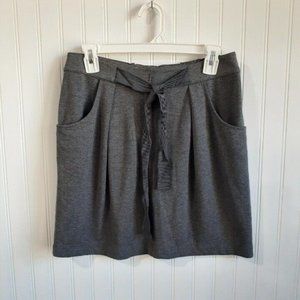 Ann Taylor Womens Size 4 Heather Gray Soft Mini‎ Skirt Ribbon Tie Front Pockets